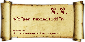 Móger Maximilián névjegykártya